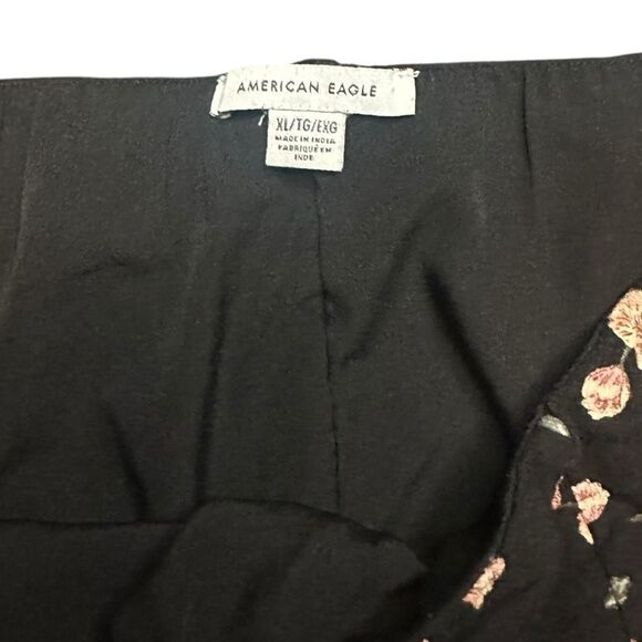 AMERICAN EAGLE Women’s Black Blush Floral Flowy Mini Skirt Size XL - Picture 4 of 5
